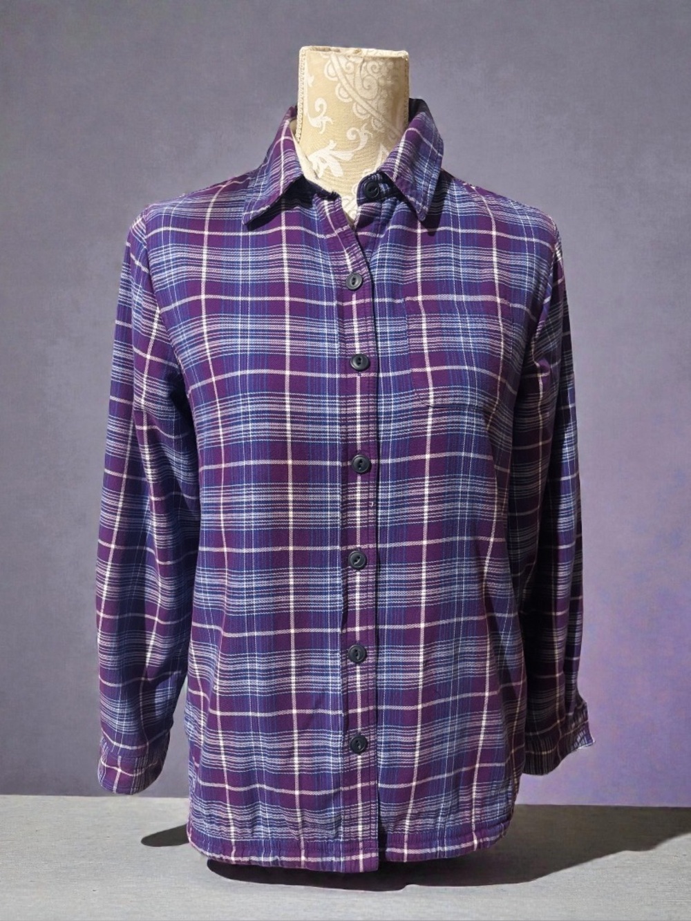 L.L. Bean Women’s XXS Purple/White Fleece Lined Plaid Jacket